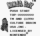 Ninja Boy title screen for GameBoy